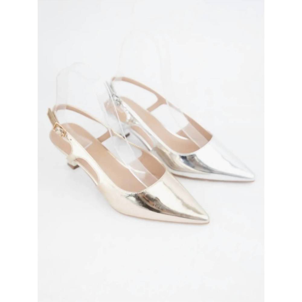 NEW CCOCCI women's bell pointed toe kitten heel pumps in silver